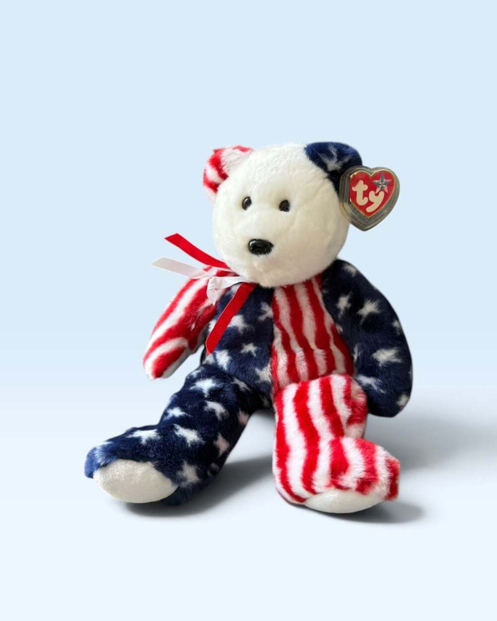 Ty Beanie Buddy Spangle Patriotic Bear Size 13" USA Flag Plush
